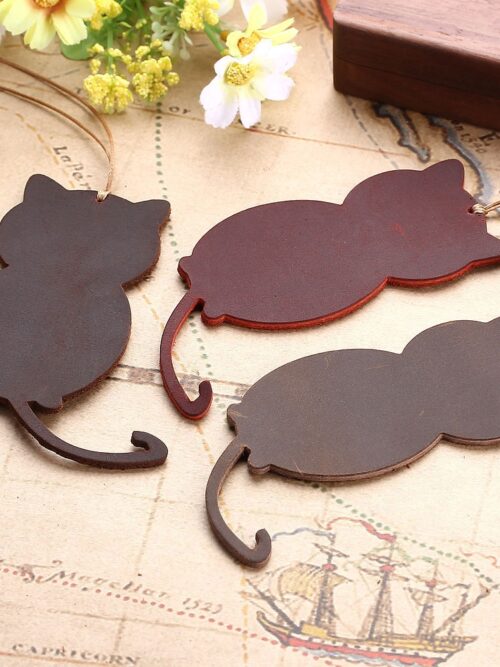 cat leather bookmarks