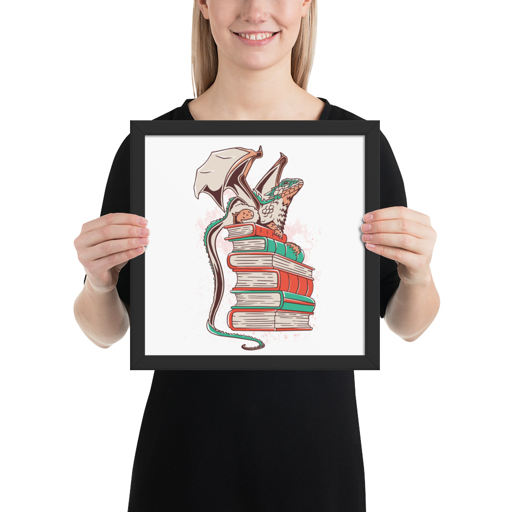 Dragon on Books Poster