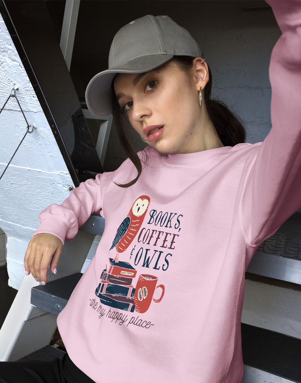 Books Coffee and Owls Pullover Sweatshirt